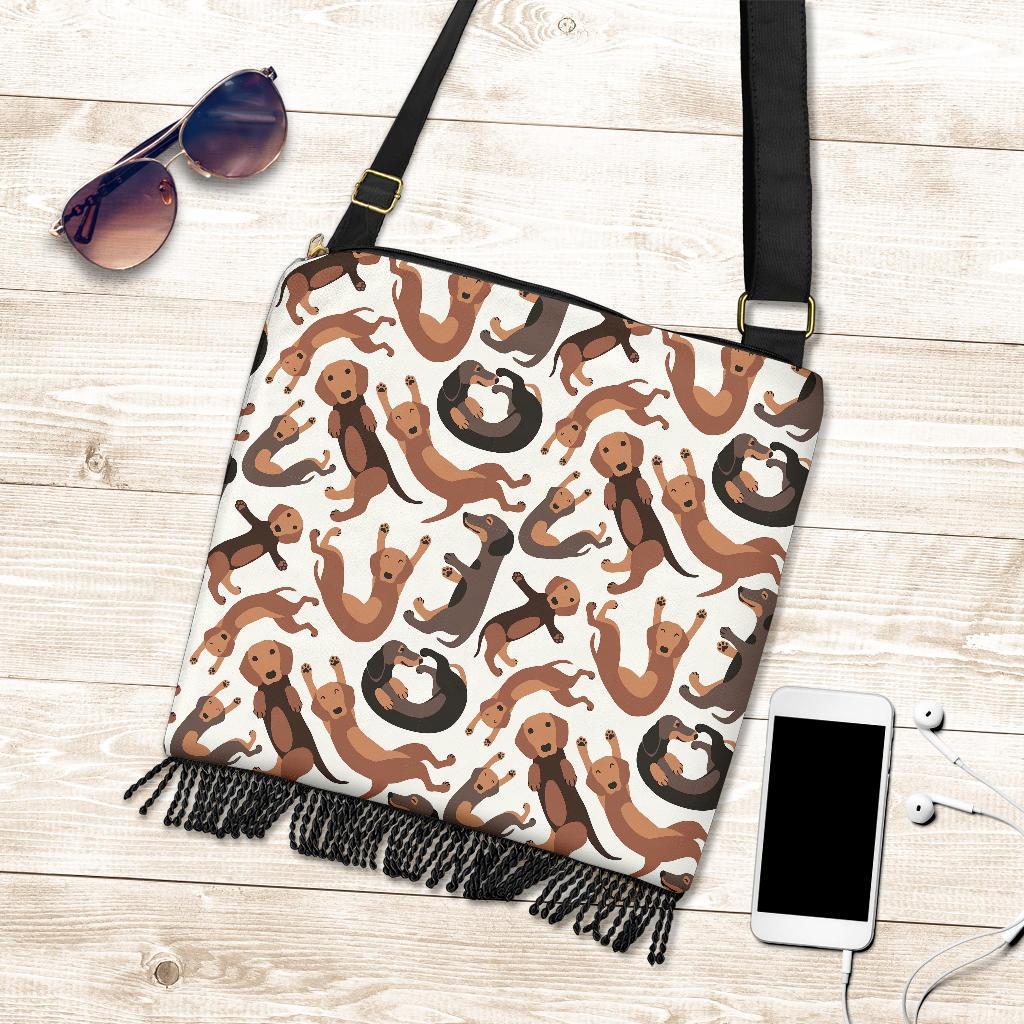 Pattern Print Dachshund Wiener Dog Crossbody Bags-grizzshop