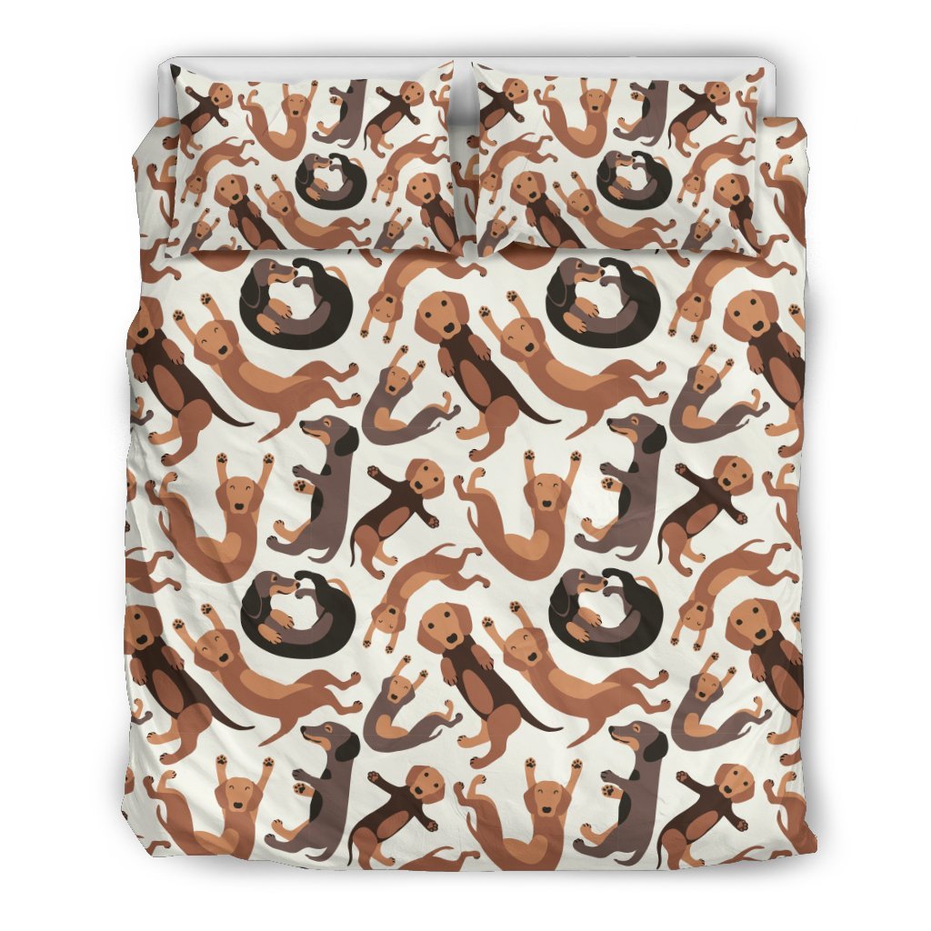 Pattern Print Dachshund Wiener Dog Duvet Cover Bedding Set-grizzshop