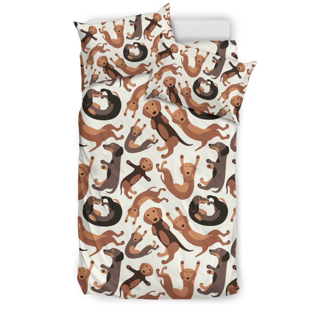 Pattern Print Dachshund Wiener Dog Duvet Cover Bedding Set-grizzshop