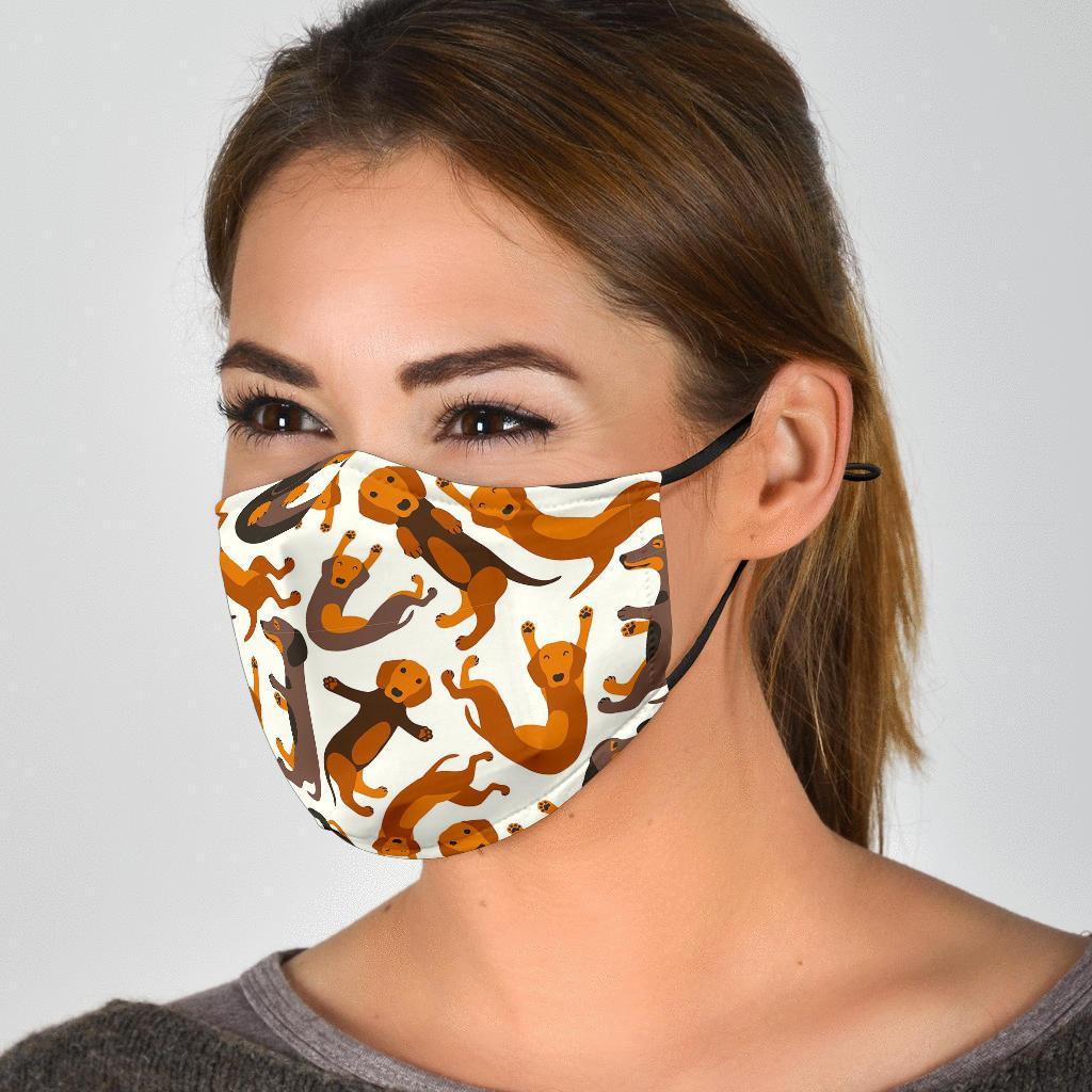 Pattern Print Dachshund Wiener Dog Face Mask-grizzshop