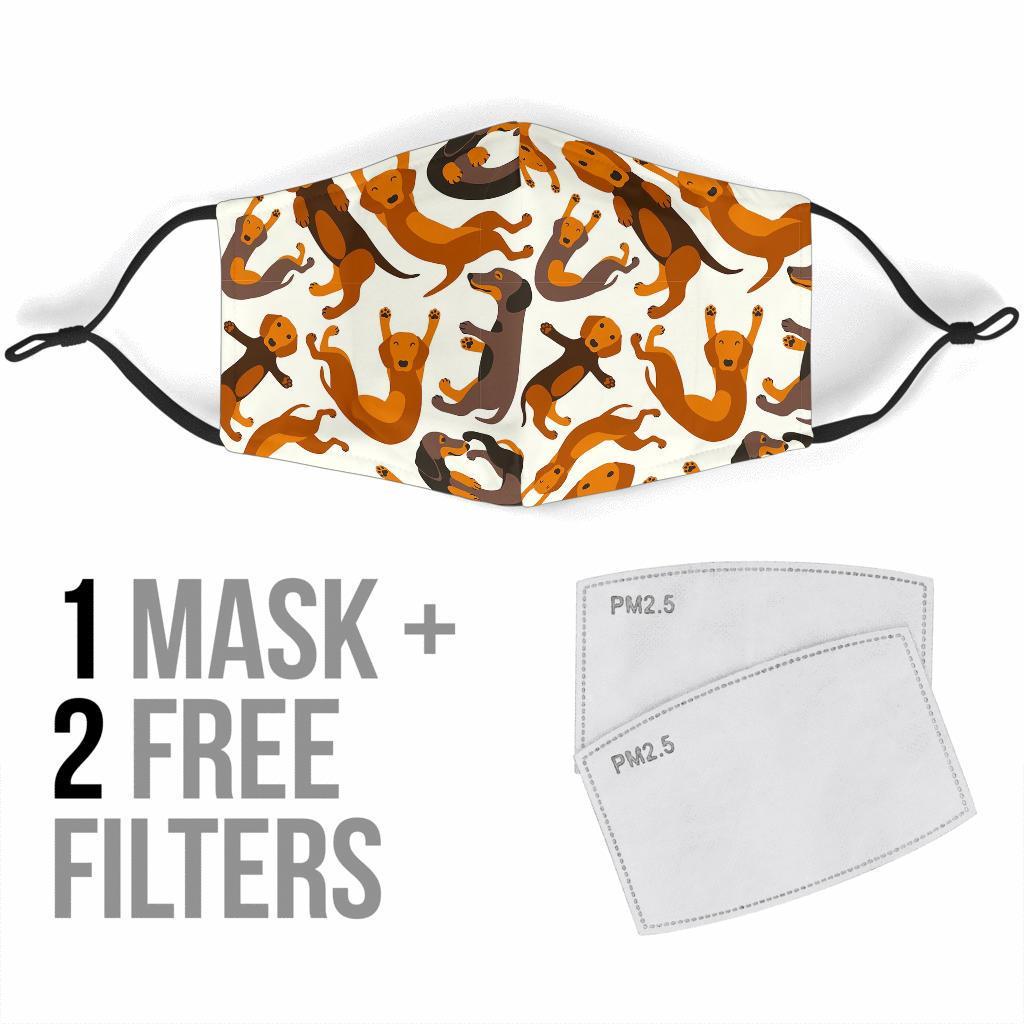 Pattern Print Dachshund Wiener Dog Face Mask-grizzshop