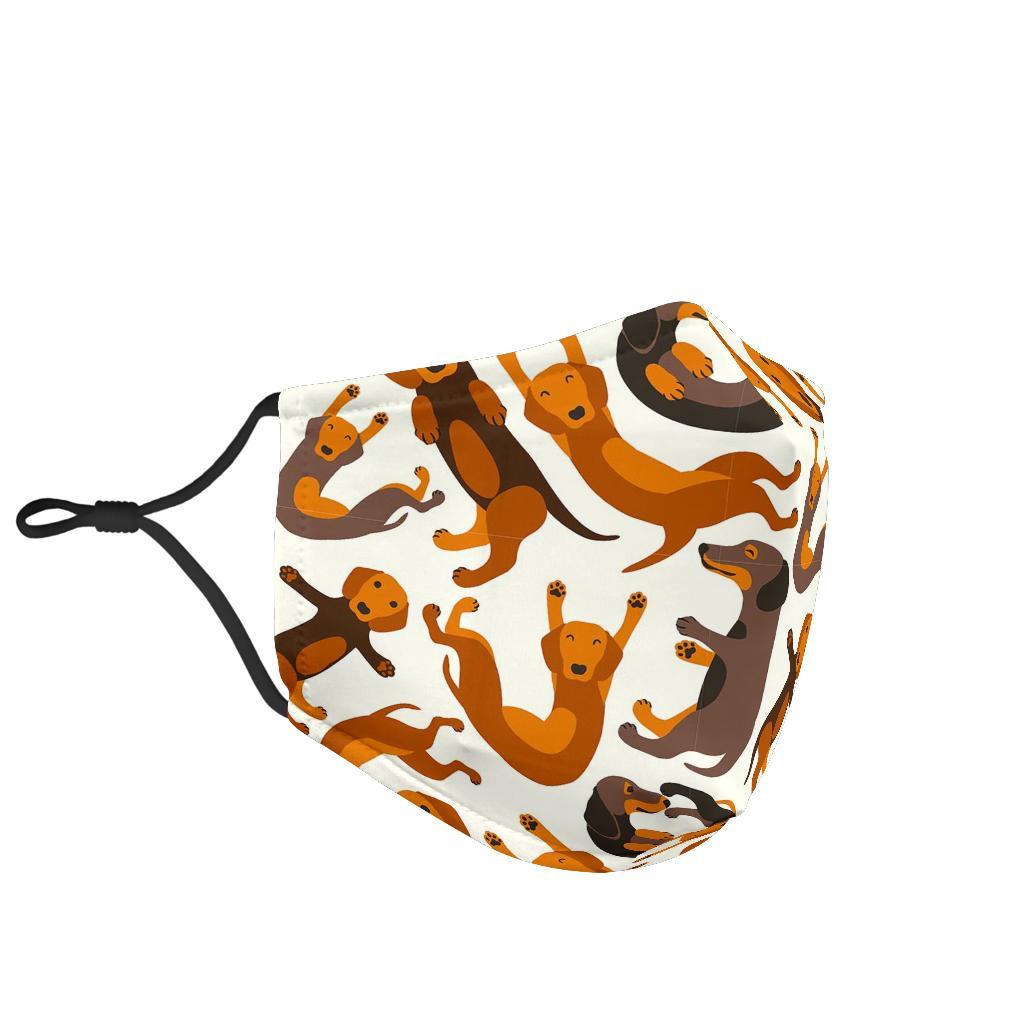 Pattern Print Dachshund Wiener Dog Face Mask-grizzshop