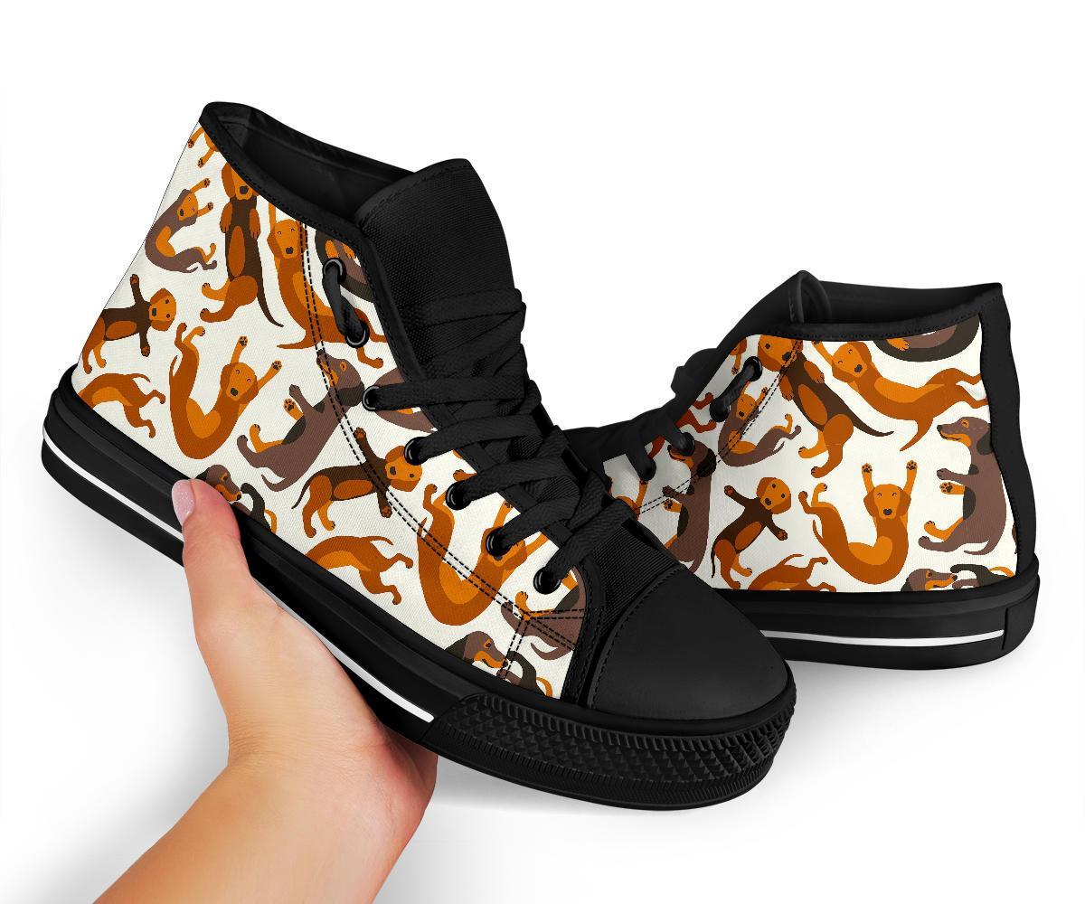 Pattern Print Dachshund Wiener Dog Men Women's High Top Shoes-grizzshop