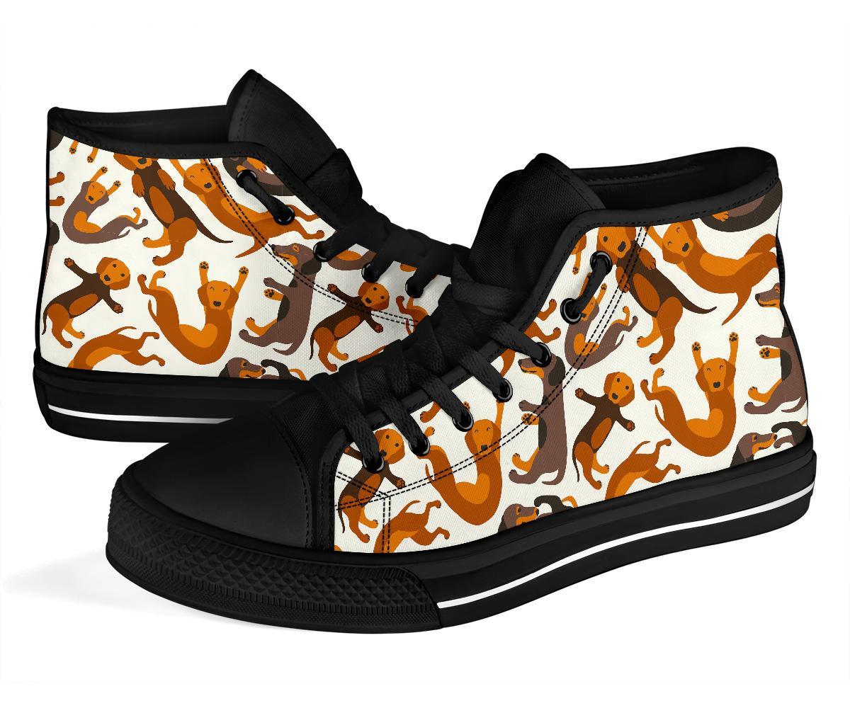 Pattern Print Dachshund Wiener Dog Men Women's High Top Shoes-grizzshop