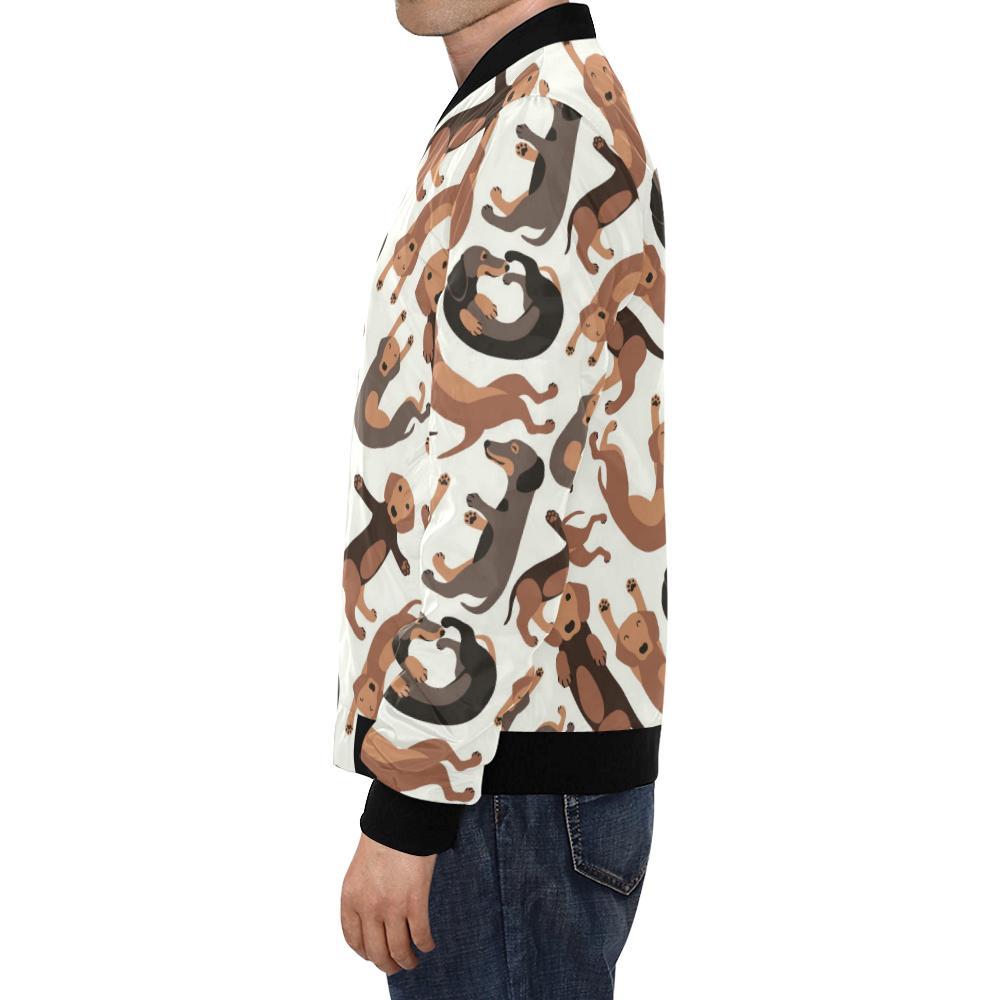 Pattern Print Dachshund Wiener Dog Men's Bomber Jacket-grizzshop