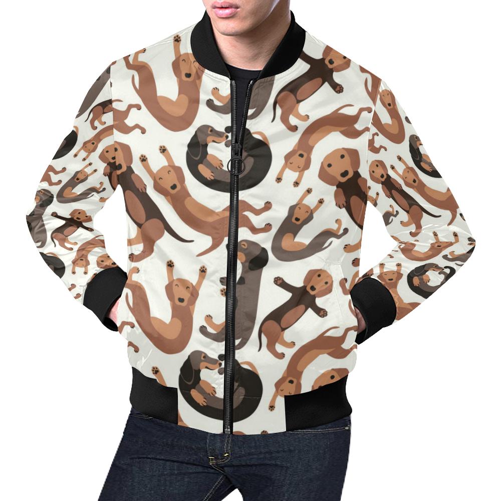 Pattern Print Dachshund Wiener Dog Men's Bomber Jacket-grizzshop