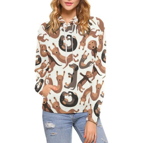 Pattern Print Dachshund Wiener Dog Print Women Pullover Hoodie-grizzshop