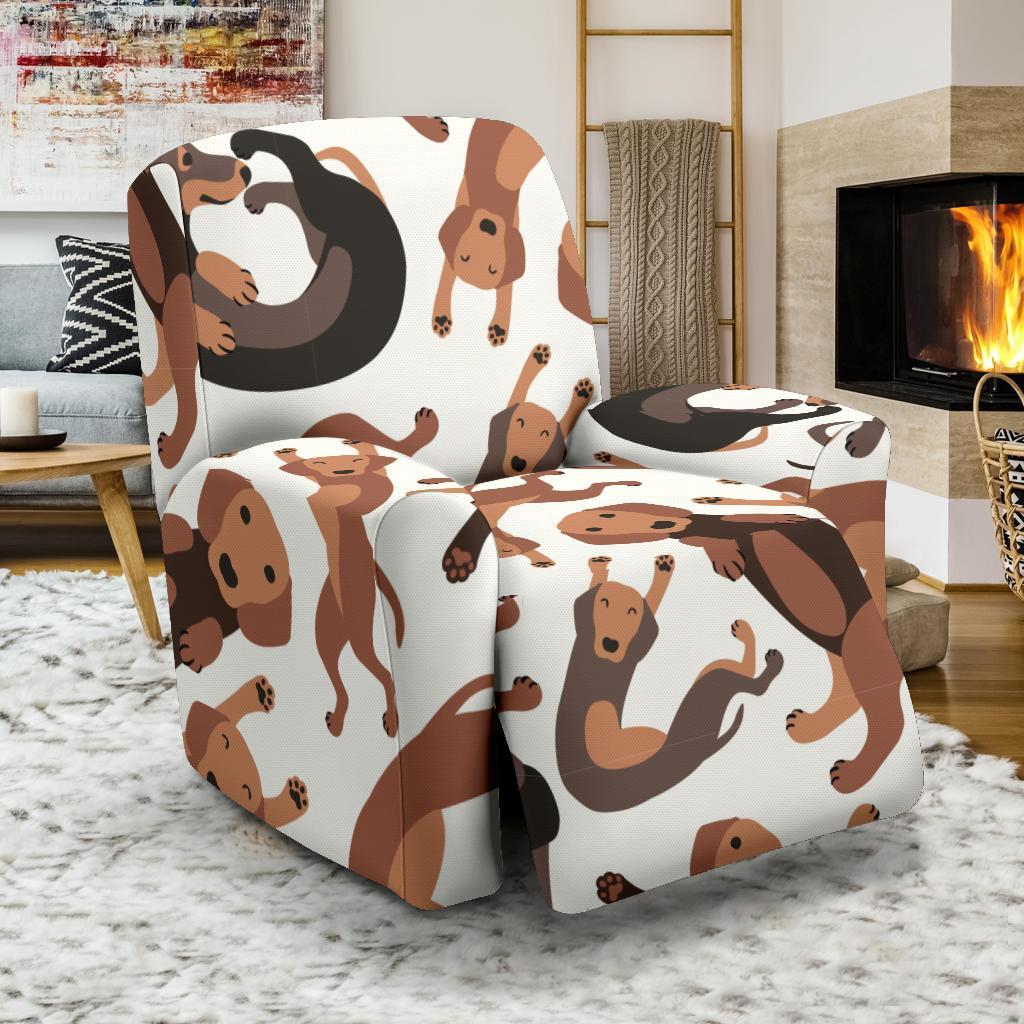 Pattern Print Dachshund Wiener Dog Recliner Cover-grizzshop