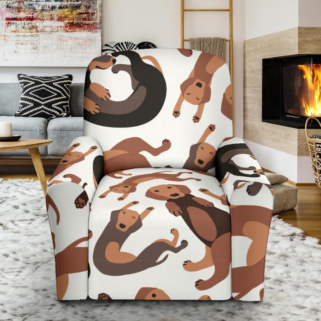 Pattern Print Dachshund Wiener Dog Recliner Cover-grizzshop