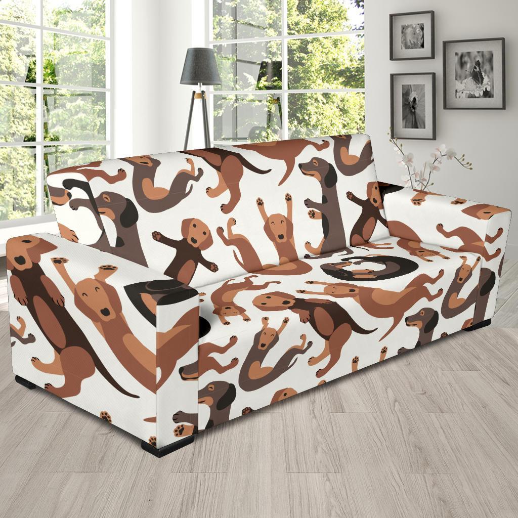 Pattern Print Dachshund Wiener Dog Sofa Covers-grizzshop