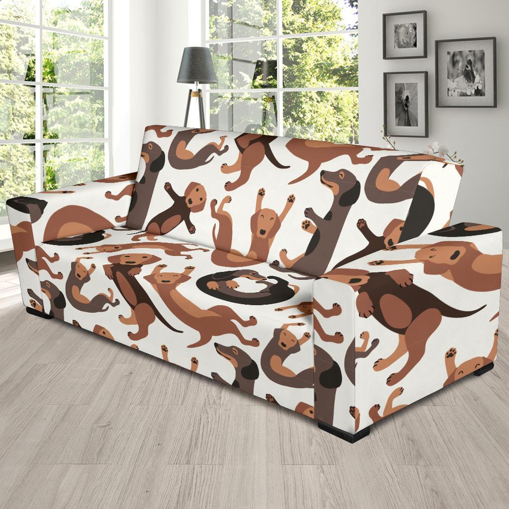 Pattern Print Dachshund Wiener Dog Sofa Covers-grizzshop