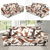 Pattern Print Dachshund Wiener Dog Sofa Covers-grizzshop