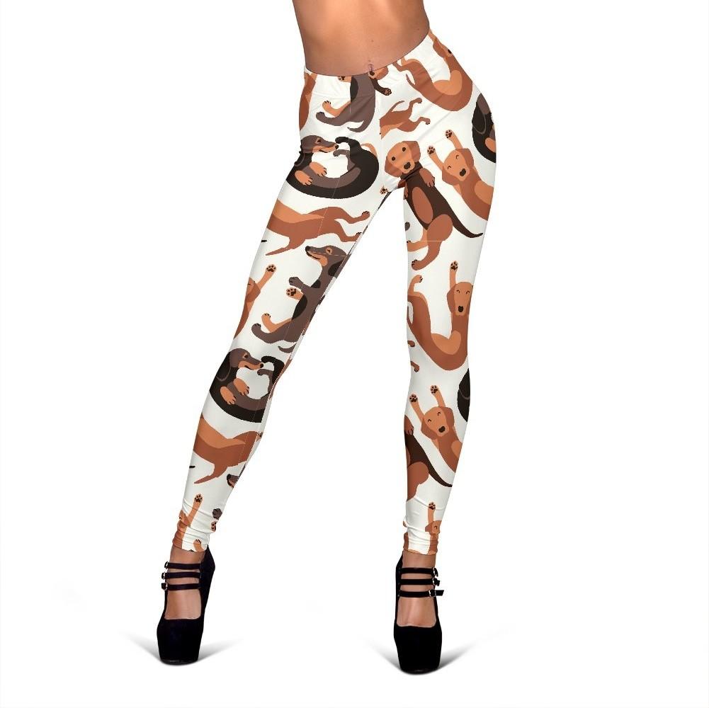 Pattern Print Dachshund Wiener Dog Women Leggings-grizzshop