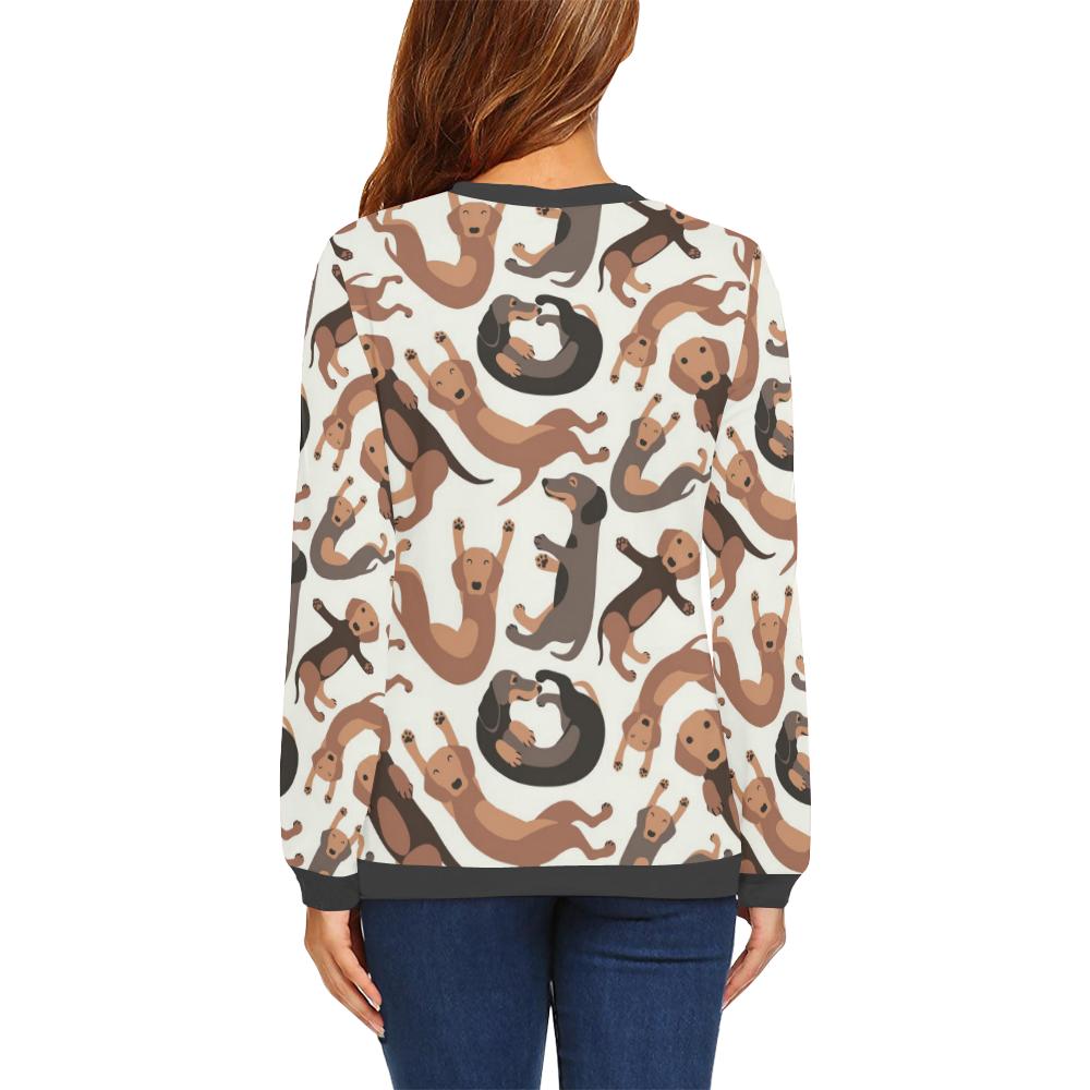 Pattern Print Dachshund Wiener Dog Women's Sweatshirt-grizzshop