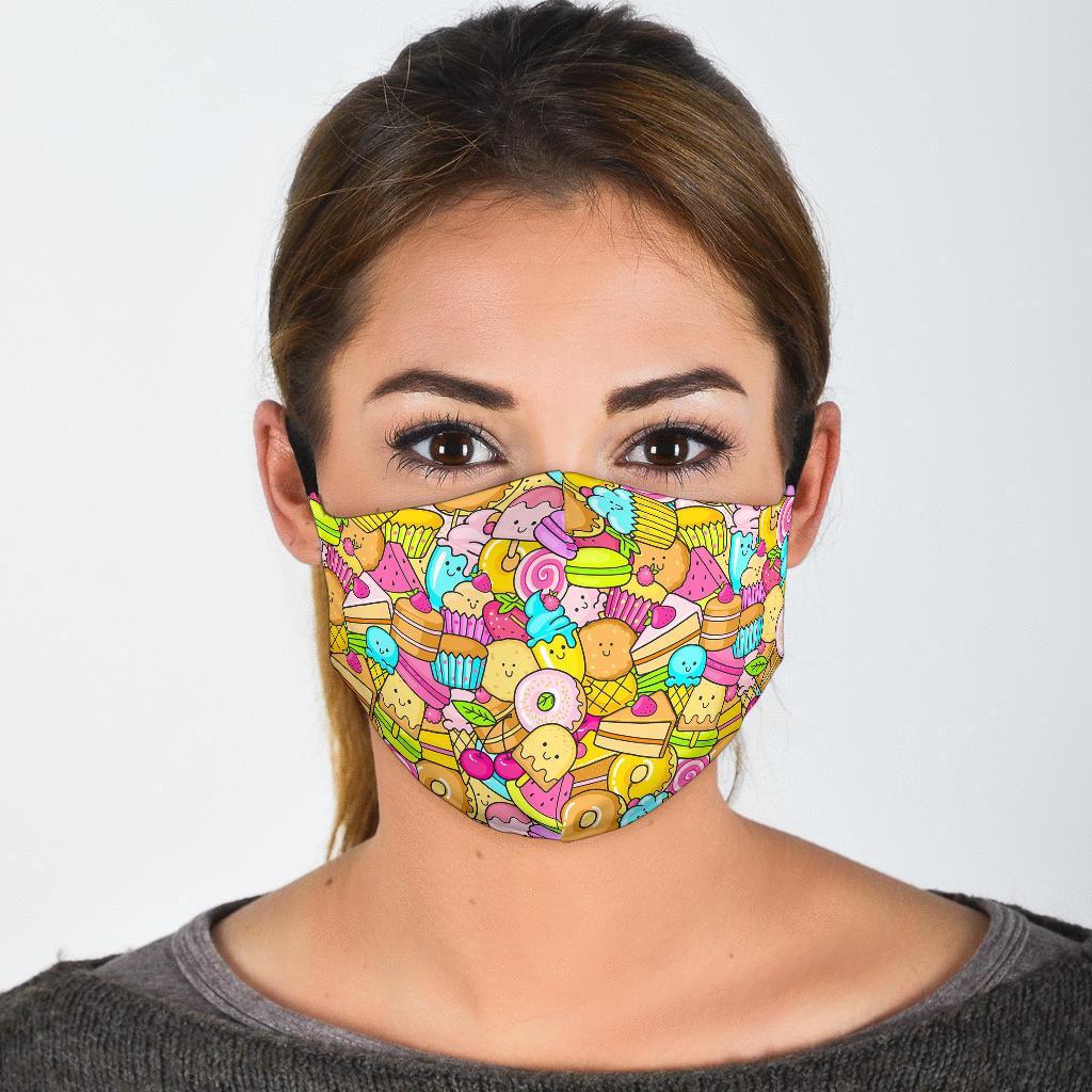 Pattern Print Dessert Cupcake Face Mask-grizzshop