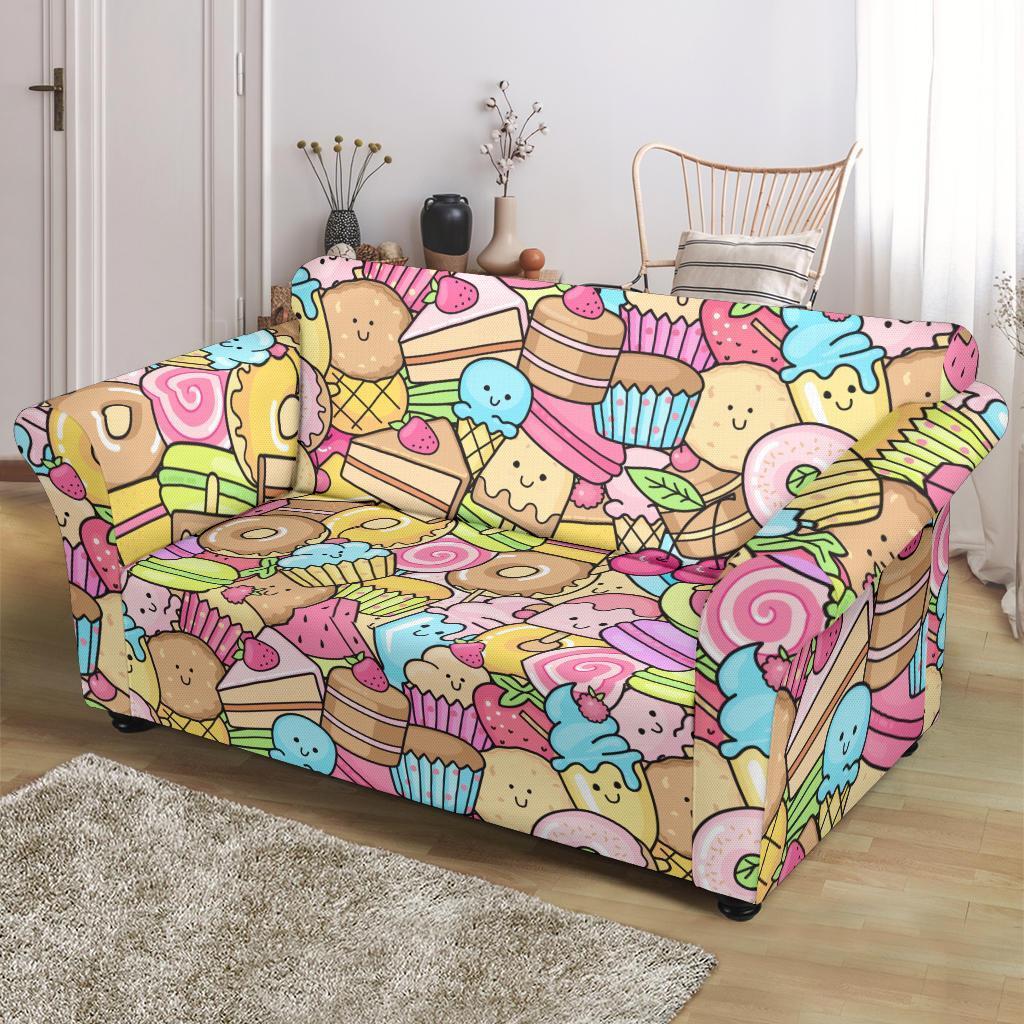 Pattern Print Dessert Cupcake Loveseat Cover-grizzshop