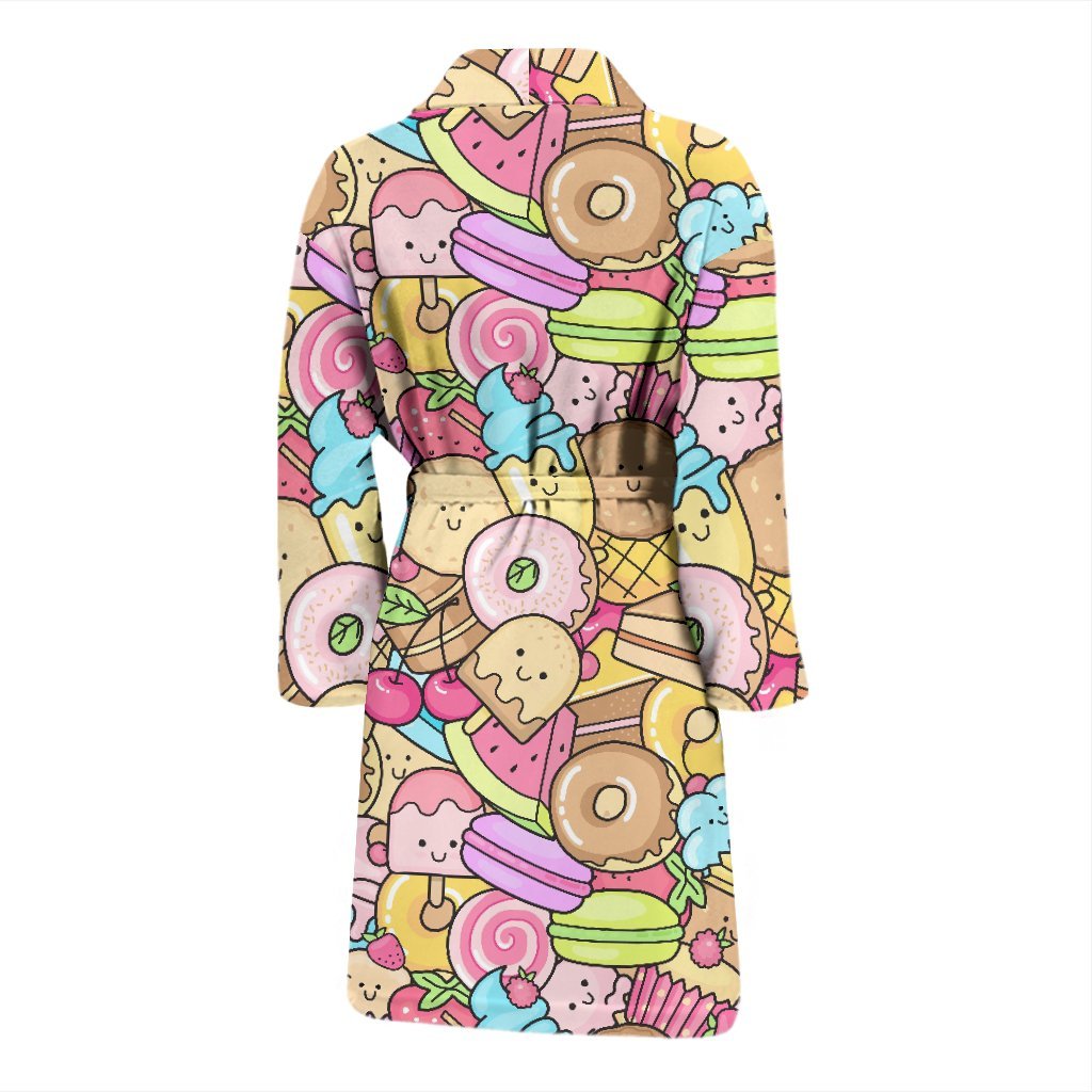 Pattern Print Dessert Cupcake Men Long Robe-grizzshop