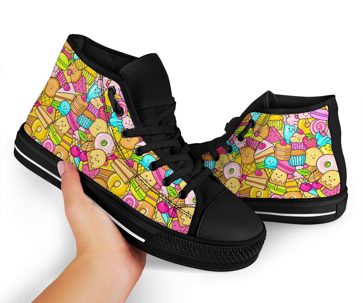 Pattern Print Dessert Cupcake Men Women's High Top Shoes-grizzshop