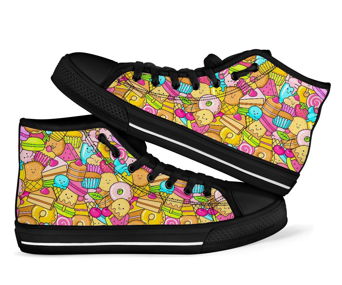 Pattern Print Dessert Cupcake Men Women's High Top Shoes-grizzshop