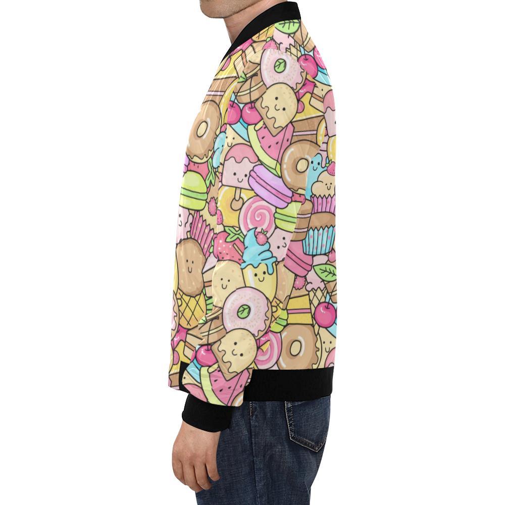 Pattern Print Dessert Cupcake Men's Bomber Jacket-grizzshop