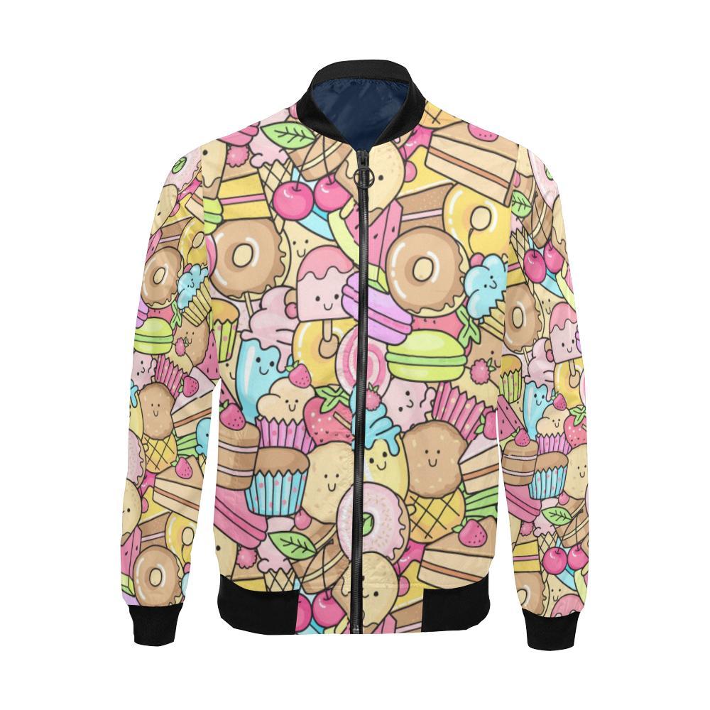 Pattern Print Dessert Cupcake Men's Bomber Jacket-grizzshop