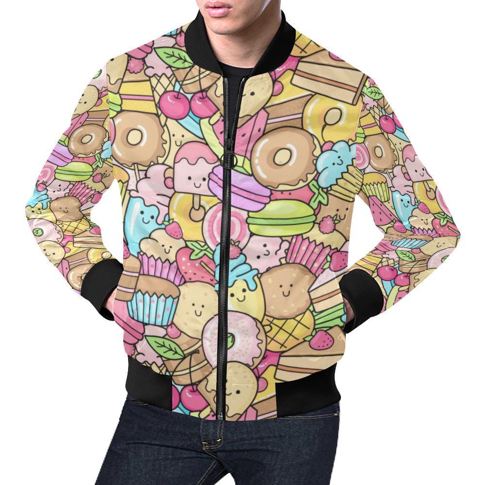 Pattern Print Dessert Cupcake Men's Bomber Jacket-grizzshop