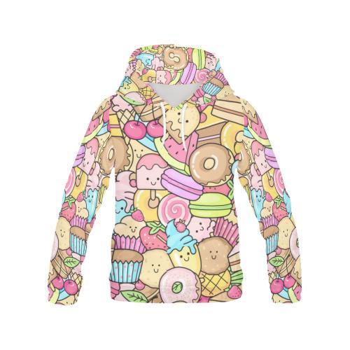 Pattern Print Dessert Cupcake Women Pullover Hoodie-grizzshop