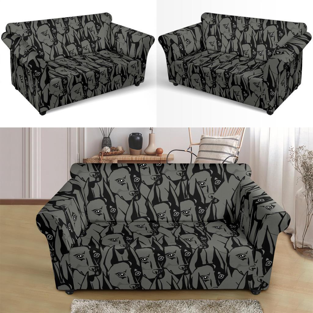 Pattern Print Dog Doberman Loveseat Cover-grizzshop