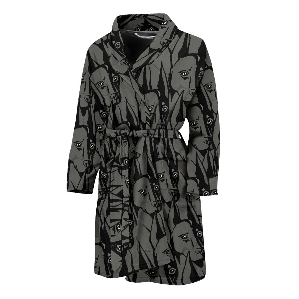 Pattern Print Dog Doberman Men Long Robe-grizzshop