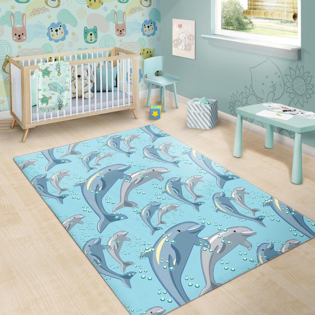 Pattern Print Dolphin Floor Mat-grizzshop