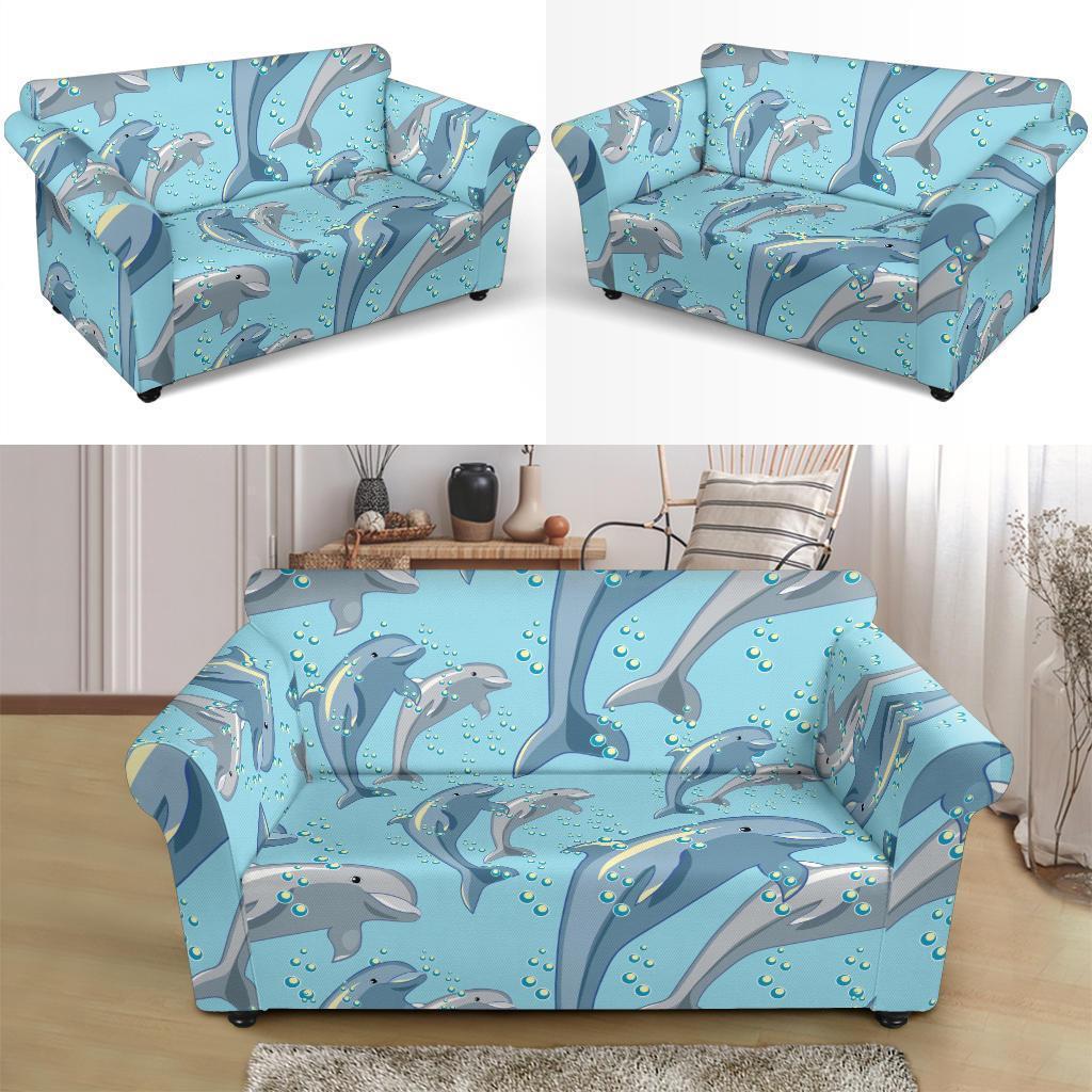 Pattern Print Dolphin Loveseat Cover-grizzshop