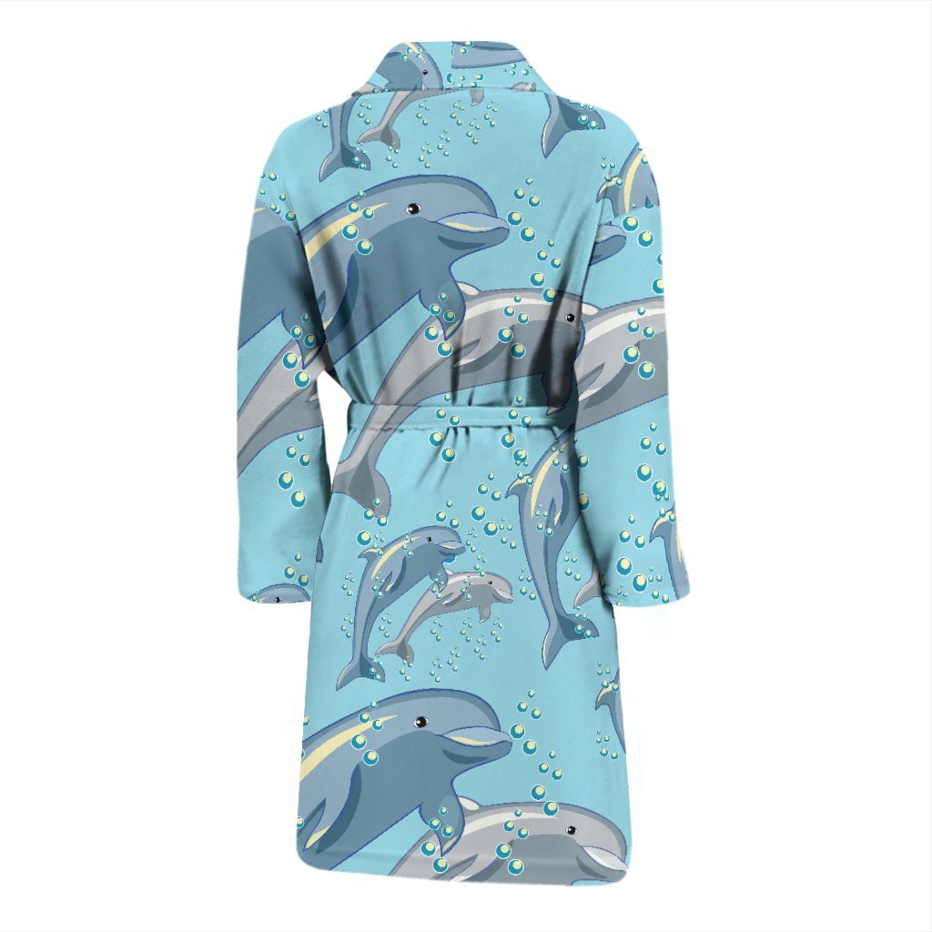 Pattern Print Dolphin Men Long Robe-grizzshop