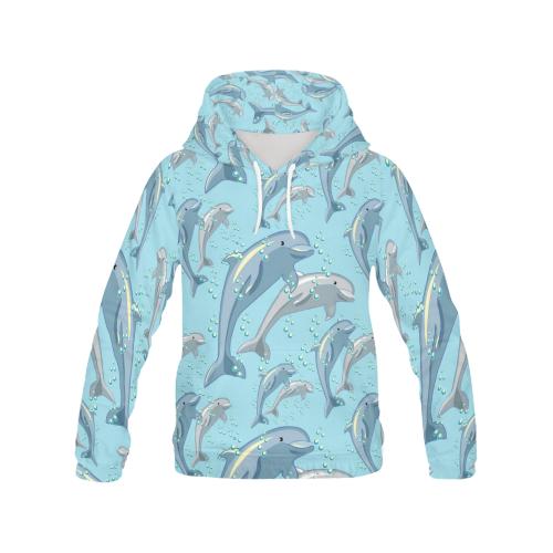 Pattern Print Dolphin Men Pullover Hoodie-grizzshop