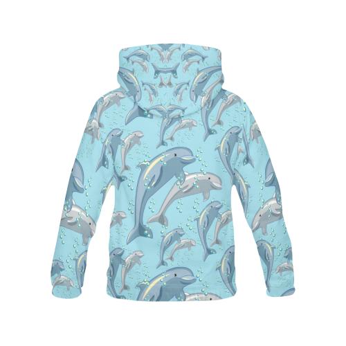 Pattern Print Dolphin Men Pullover Hoodie-grizzshop