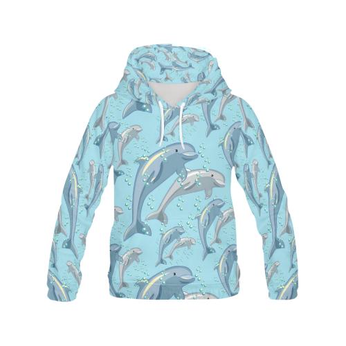 Pattern Print Dolphin Women Pullover Hoodie-grizzshop