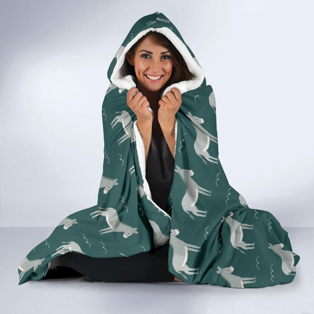 Pattern Print Donkey Hooded Blanket-grizzshop