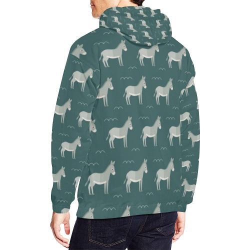 Pattern Print Donkey Men Pullover Hoodie-grizzshop