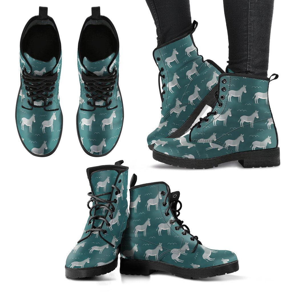 Pattern Print Donkey Men Women Leather Boots-grizzshop