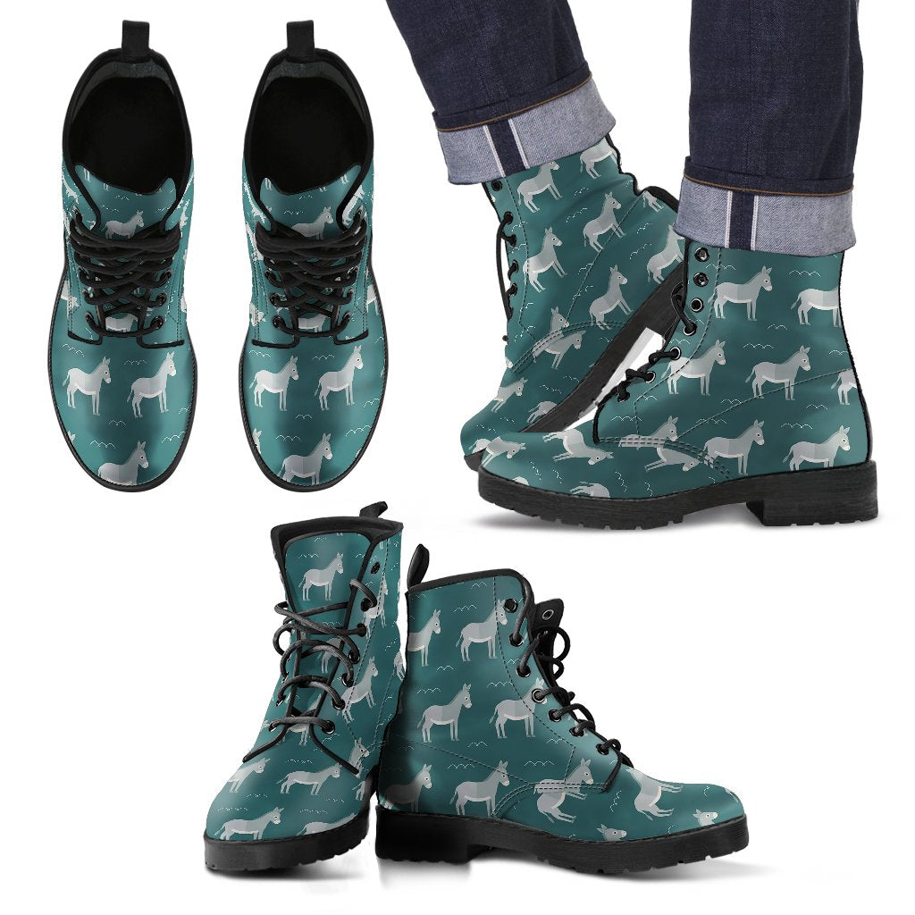 Pattern Print Donkey Men Women Leather Boots-grizzshop