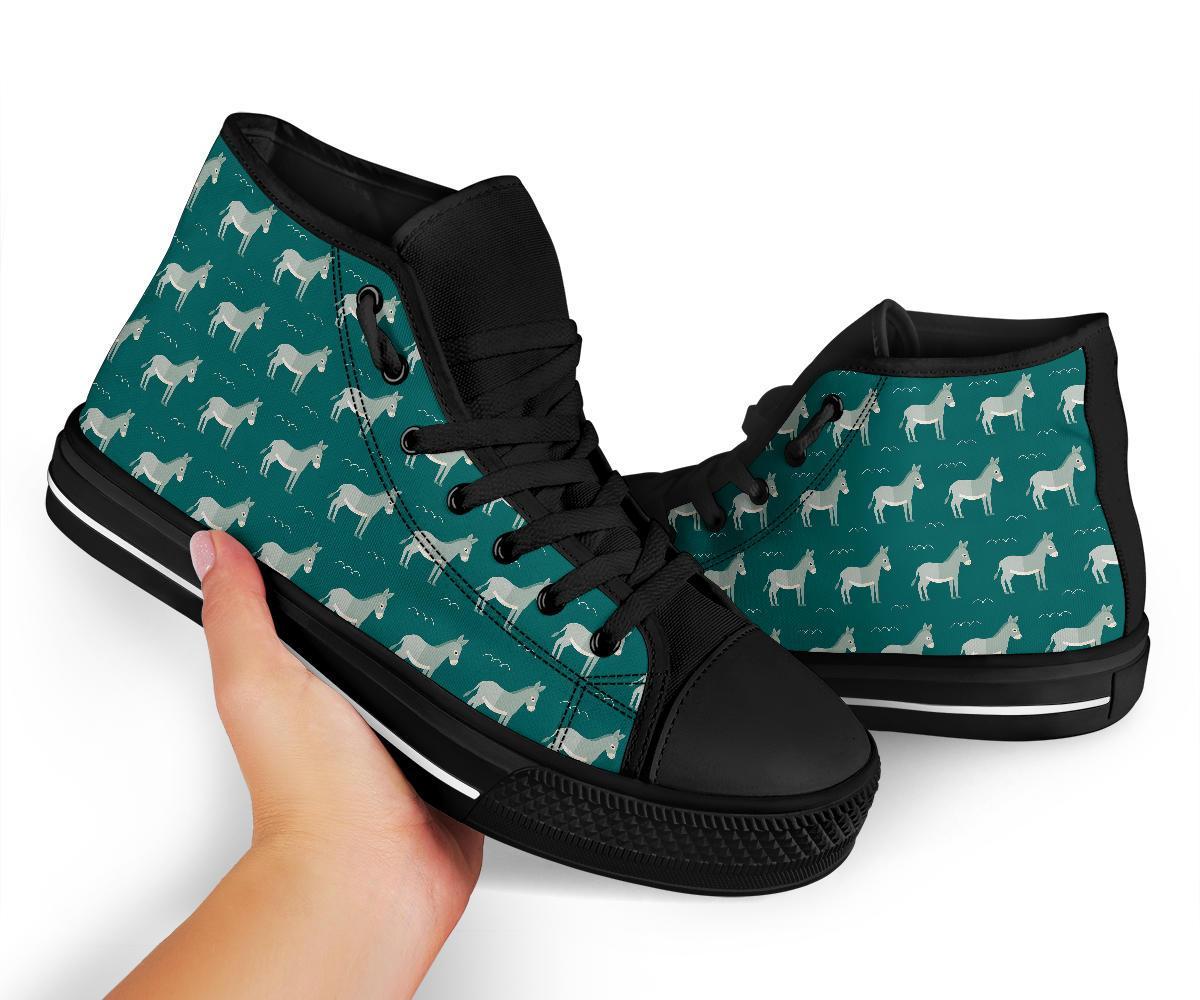 Pattern Print Donkey Men Women's High Top Shoes-grizzshop
