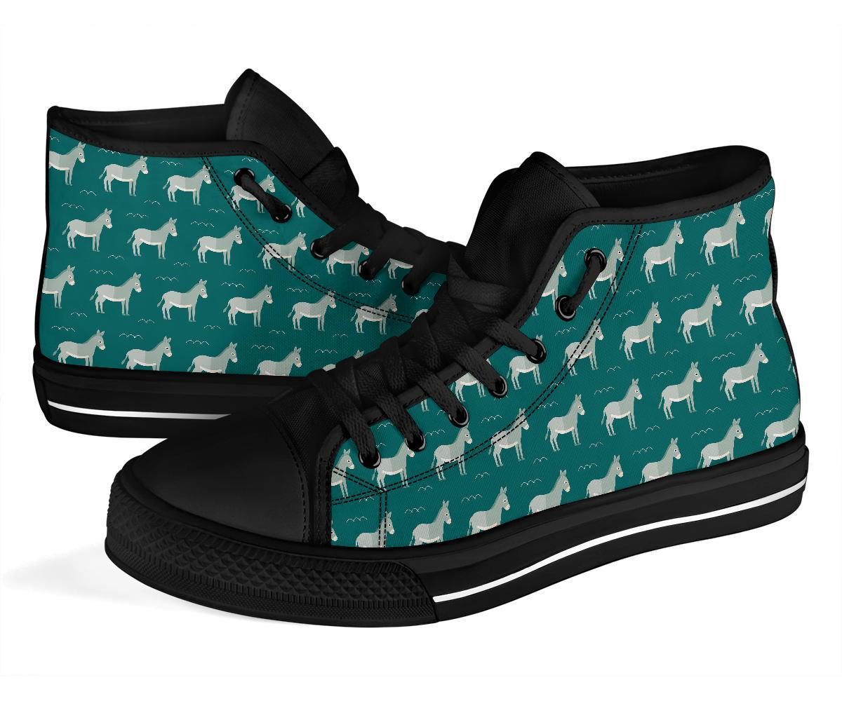 Pattern Print Donkey Men Women's High Top Shoes-grizzshop