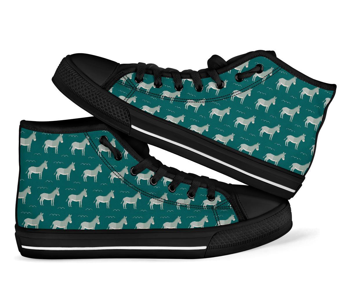 Pattern Print Donkey Men Women's High Top Shoes-grizzshop