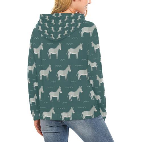 Pattern Print Donkey Women Pullover Hoodie-grizzshop