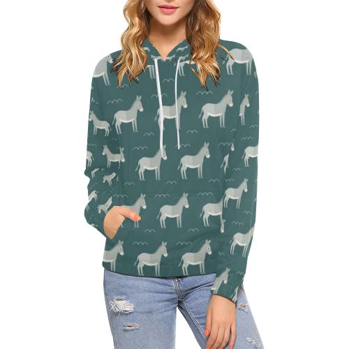 Pattern Print Donkey Women Pullover Hoodie-grizzshop