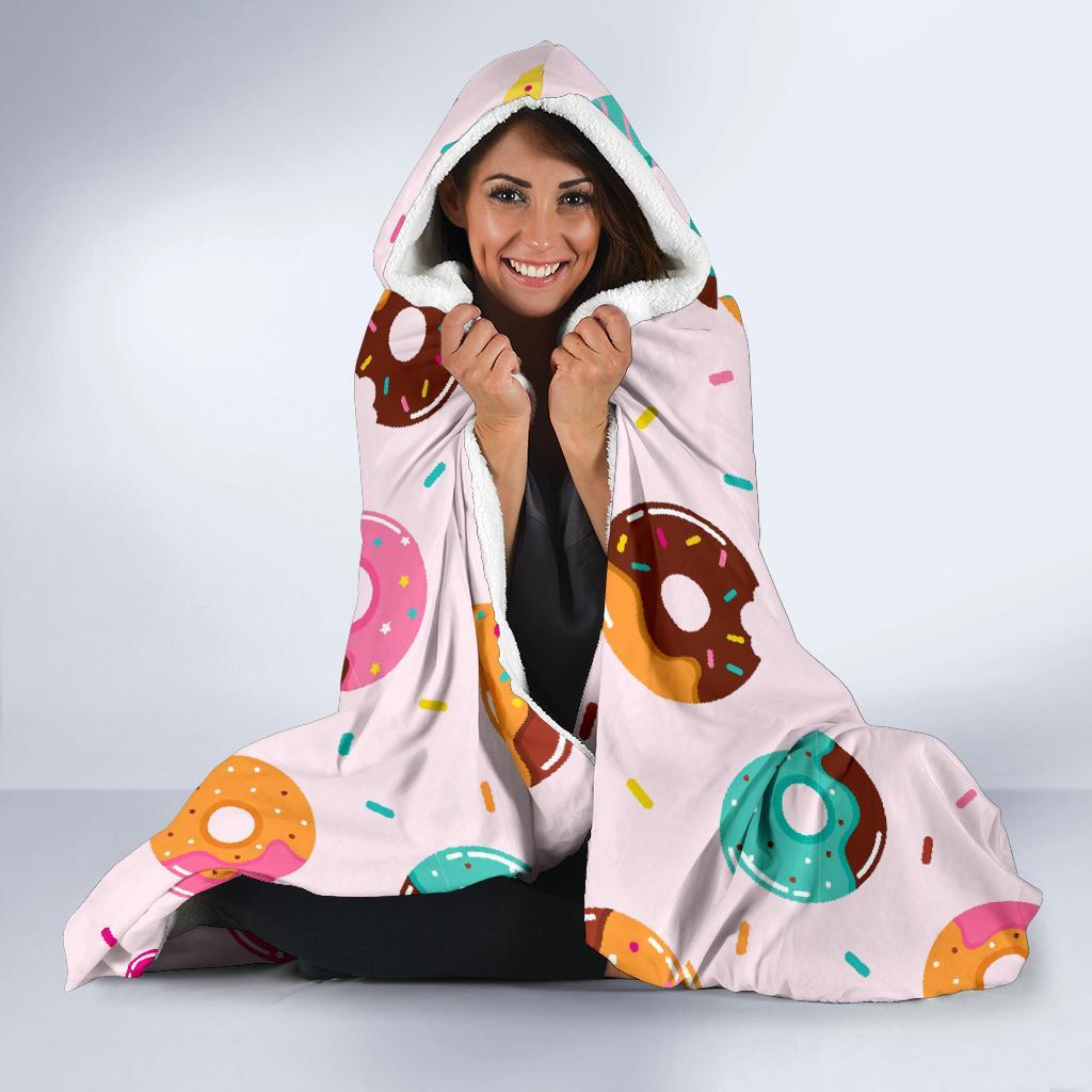 Pattern Print Donut Hooded Blanket-grizzshop