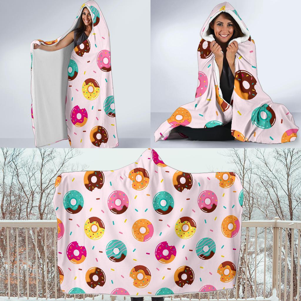 Pattern Print Donut Hooded Blanket-grizzshop