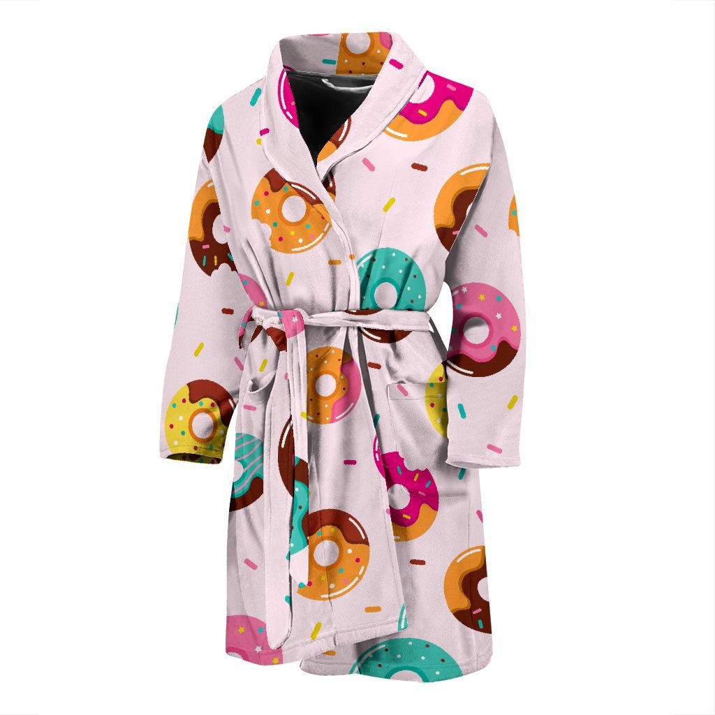 Pattern Print Donut Men Long Robe-grizzshop