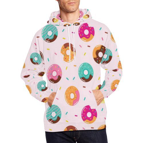 Pattern Print Donut Men Pullover Hoodie-grizzshop