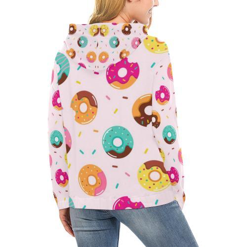 Pattern Print Donut Women Pullover Hoodie-grizzshop