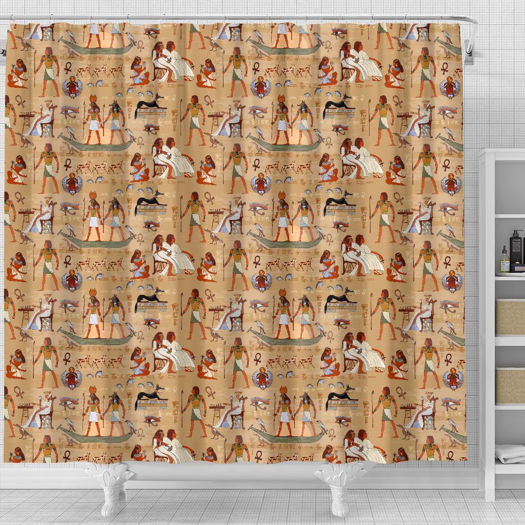 Pattern Print Egyptian Bathroom Shower Curtain-grizzshop